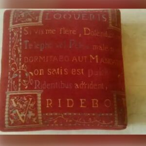 Vintage plush berry coloured footstool